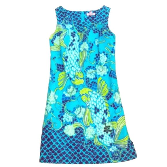 Lilly Pulitzer Stephanie Shift Engineered Dress Women's Size 4 Turquoise Koi Pri - Picture 2 of 7